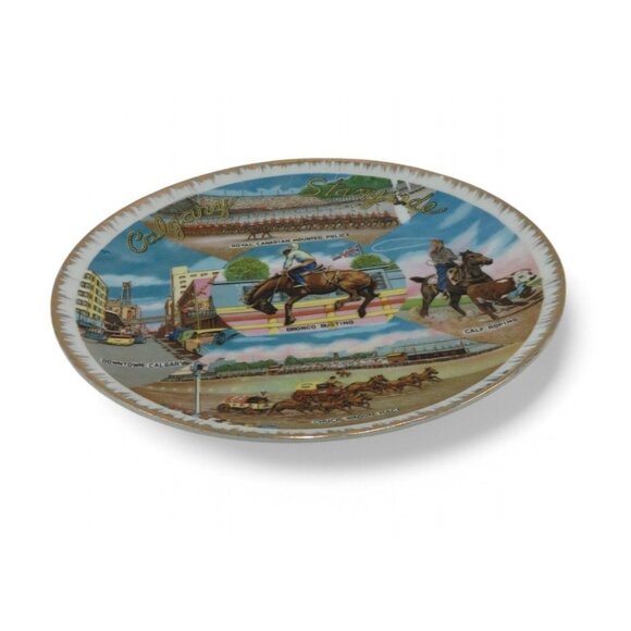 CALGARY STAMPEDE Plate Made In Japan 8" With Rodeo Scenes Vintage - Picture 5 of 9